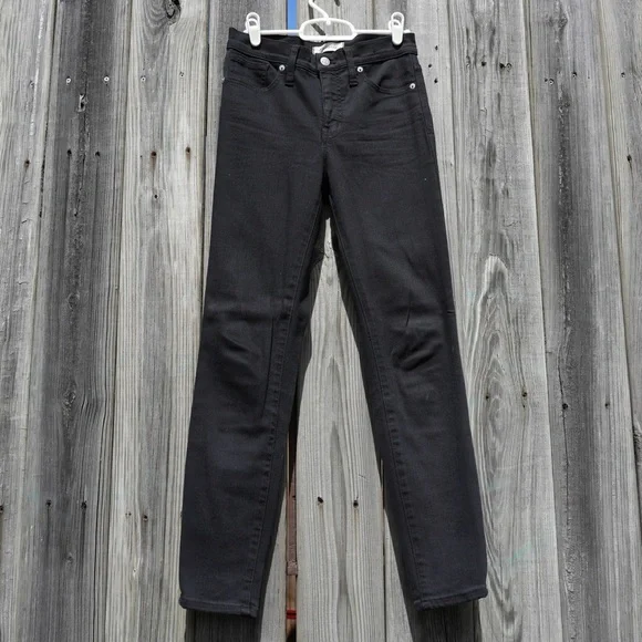 MADEWELL BLACK HIGH RISE 9” SKINNY JEANS 25